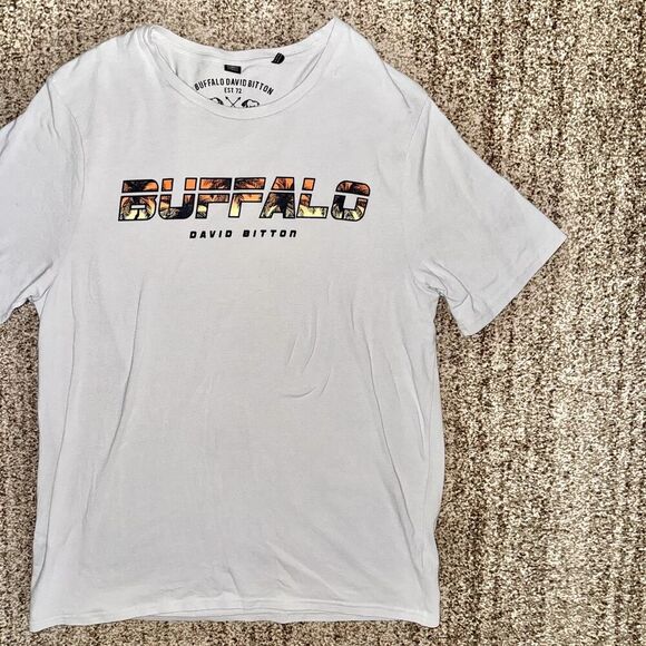 Buffalo David Bitton Men's Graphic Logo Tee T-Shirt in White Size XL - Picture 6 of 8